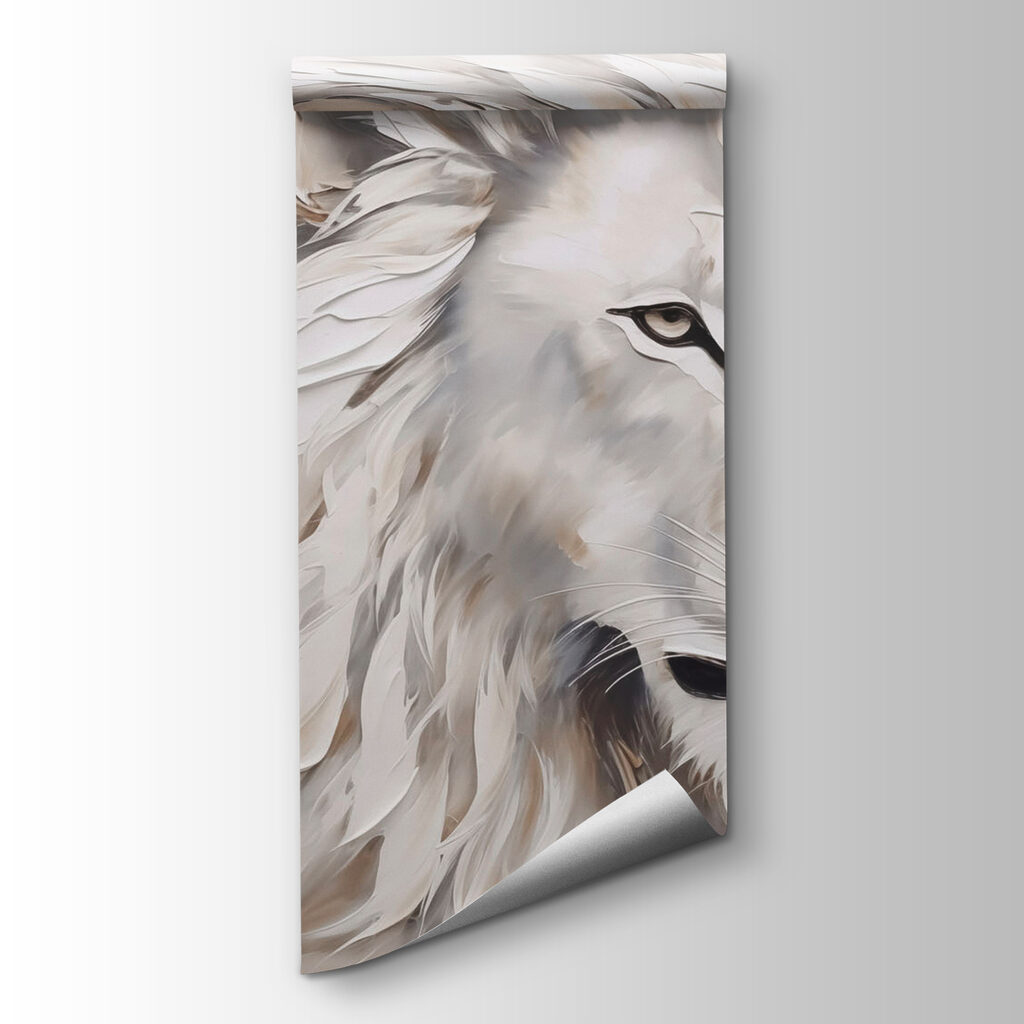White lion in brushstrokes — product view