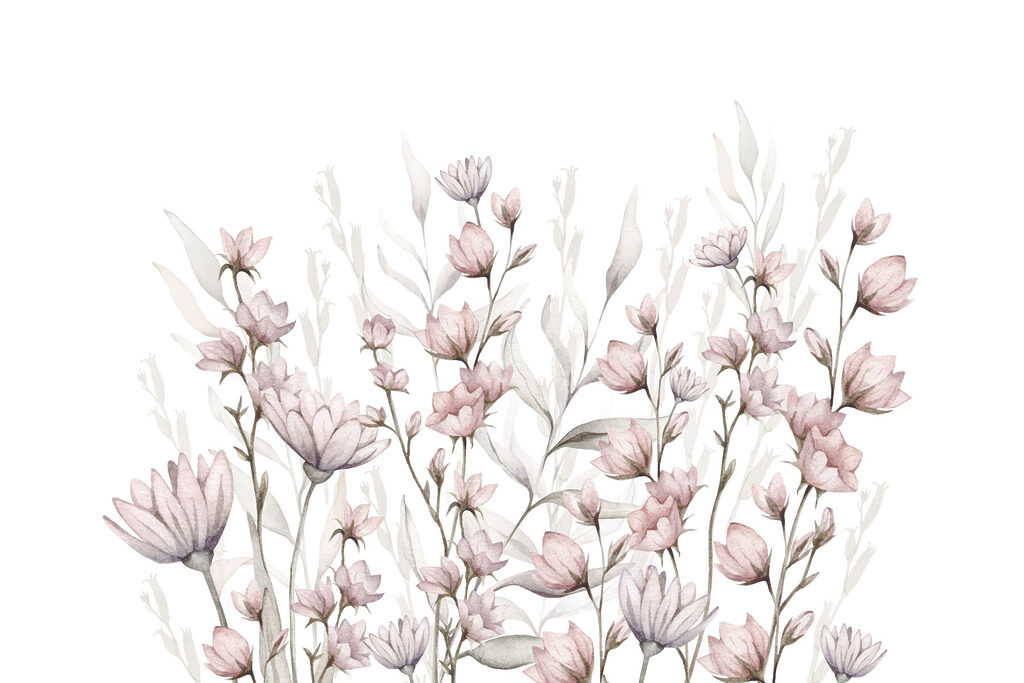 Delicate pink flowers — full design