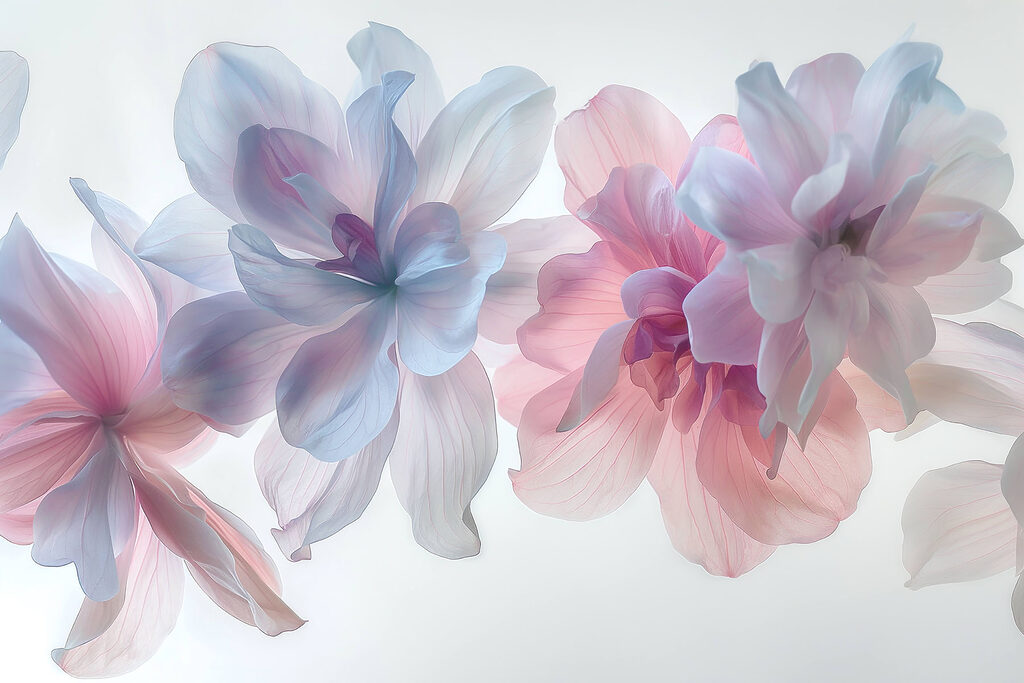 Pastel flowers on white — full design