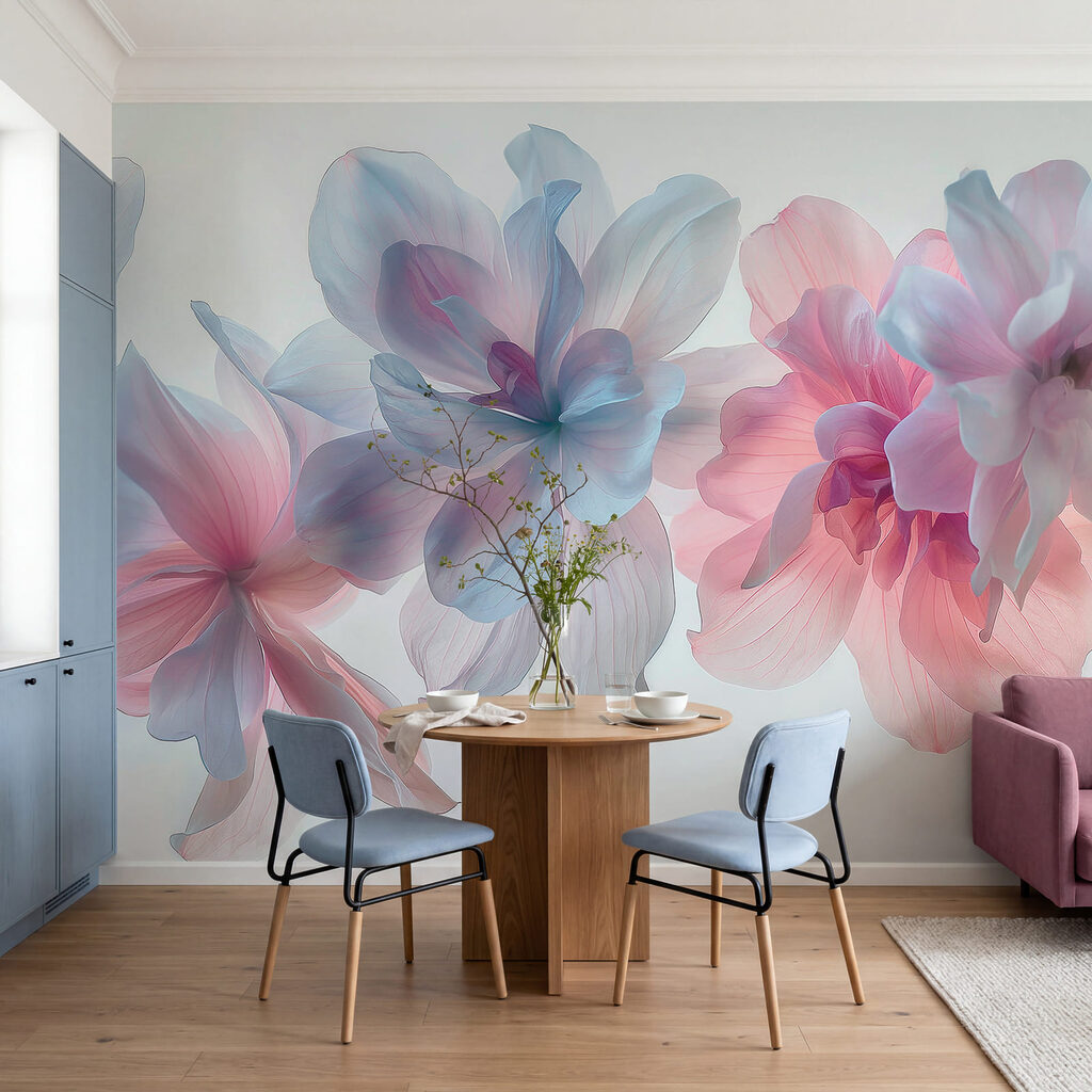 Pastel flowers on white — interior 1