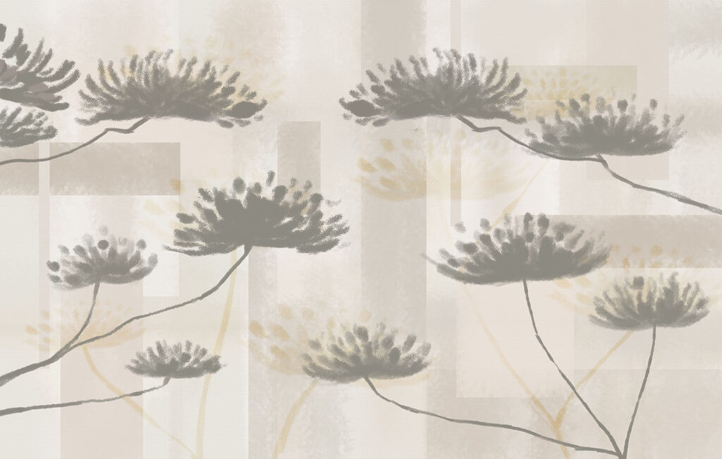 Flower umbels on beige — full design