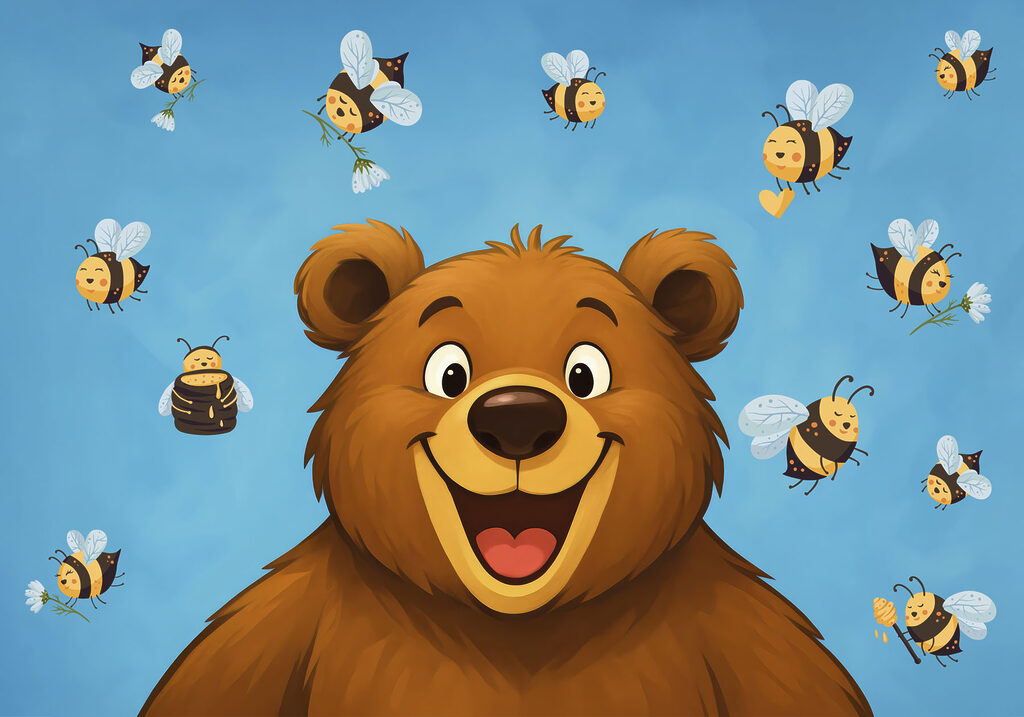 Bear among bees — full design
