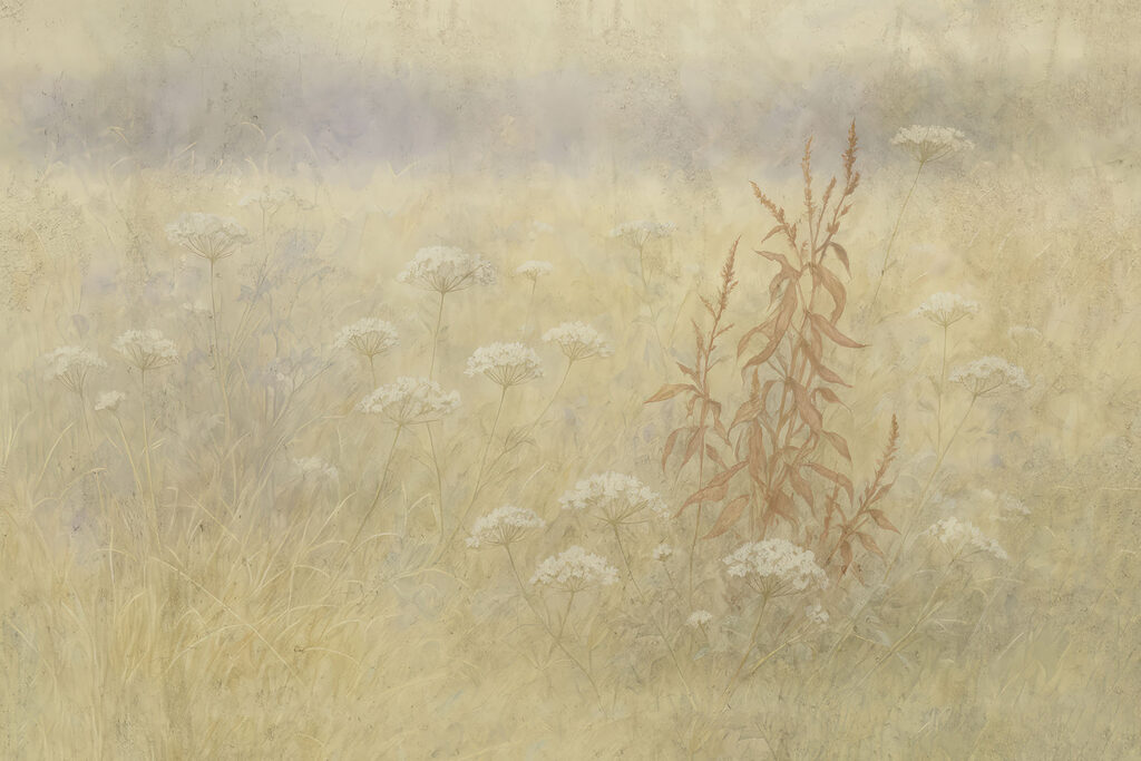 Grasses in soft mist — full design