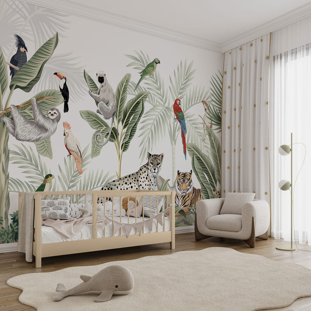 Tropical Wildlife Gathering in an interior