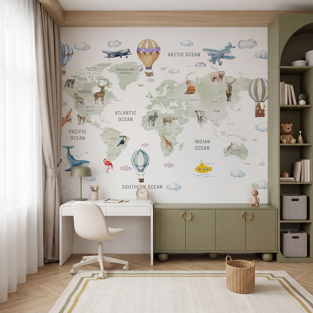 World map with balloons — interior 2