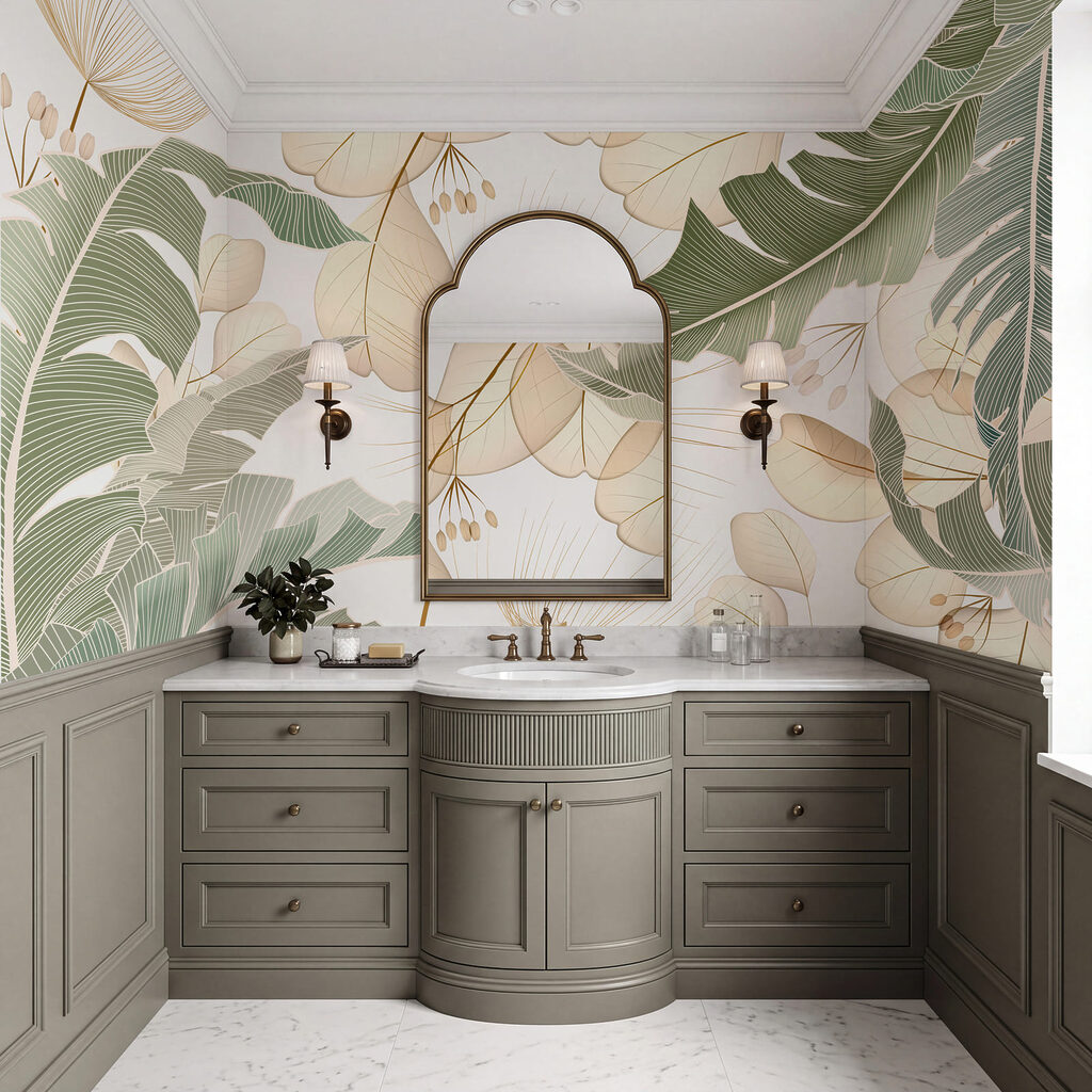 Tropical Leaf Cutouts in an interior