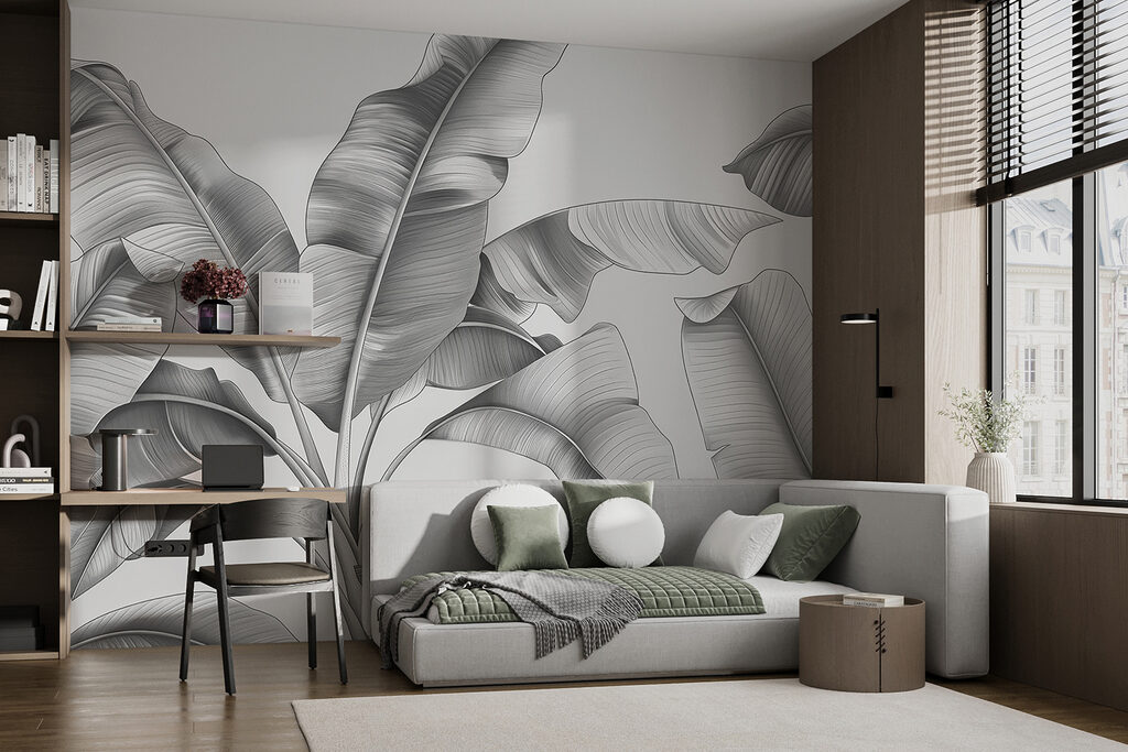 Leaves bending on stems — interior 1