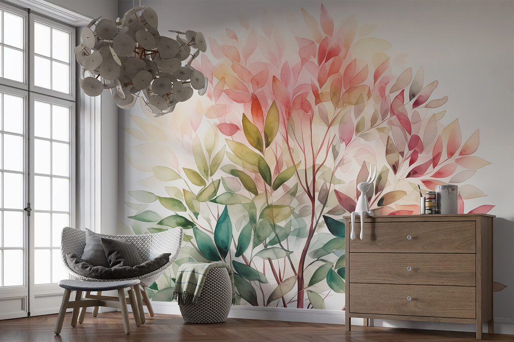 Pink leaves over green — interior 2