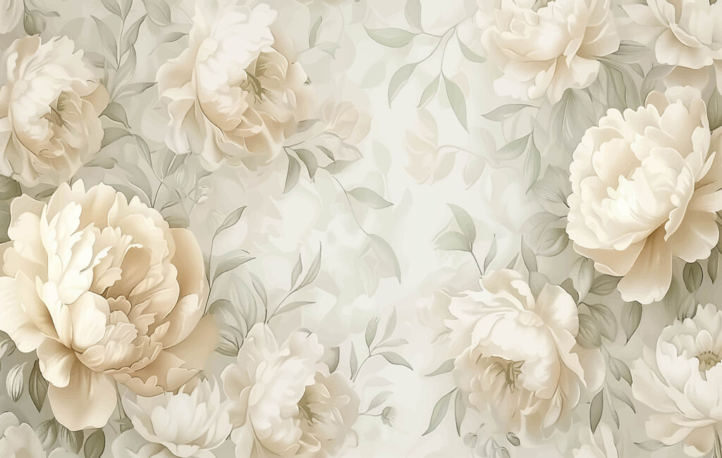 Peonies in a pattern — full design