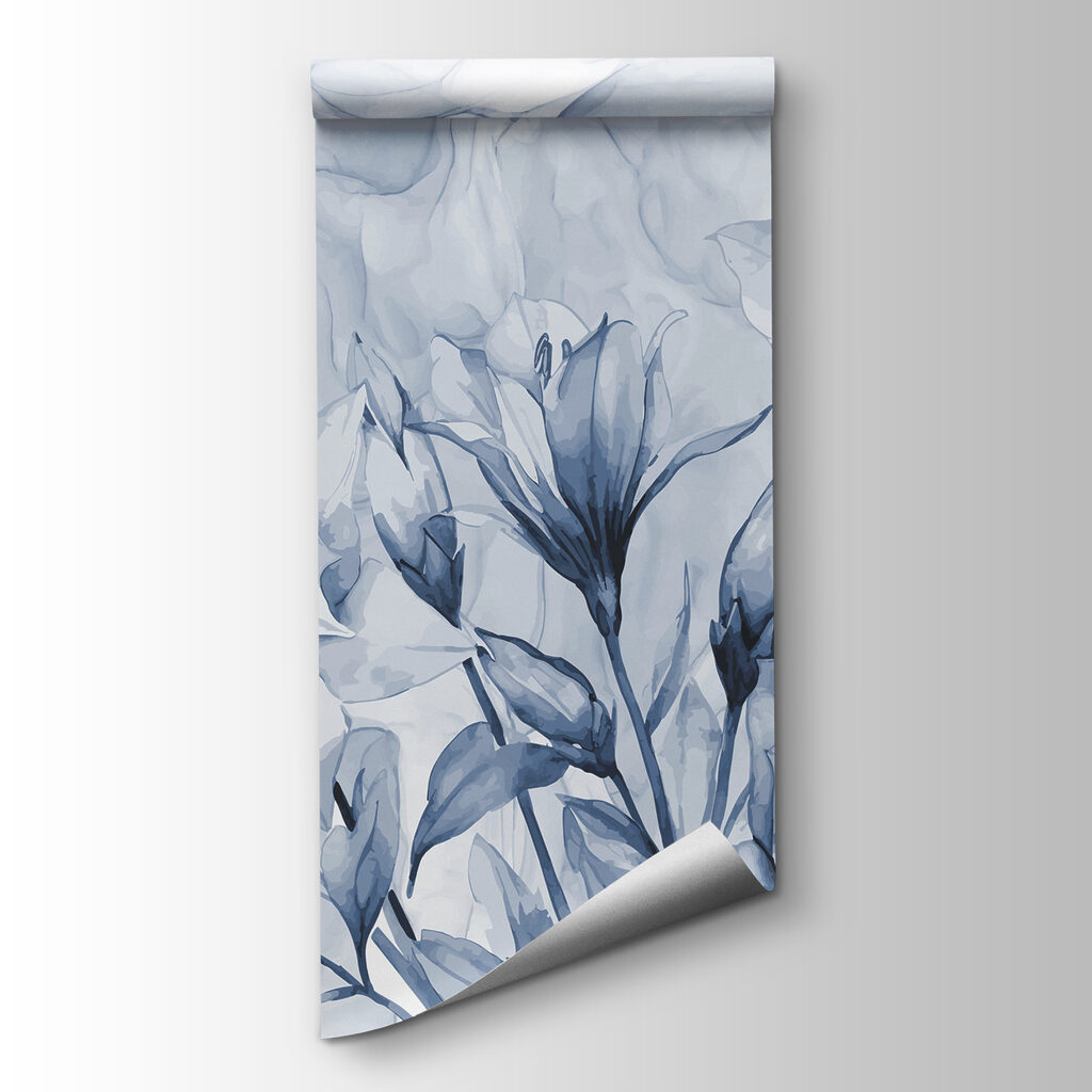 Blue flowers, marble effect — product view