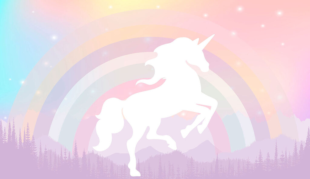 Unicorn before a rainbow — full design