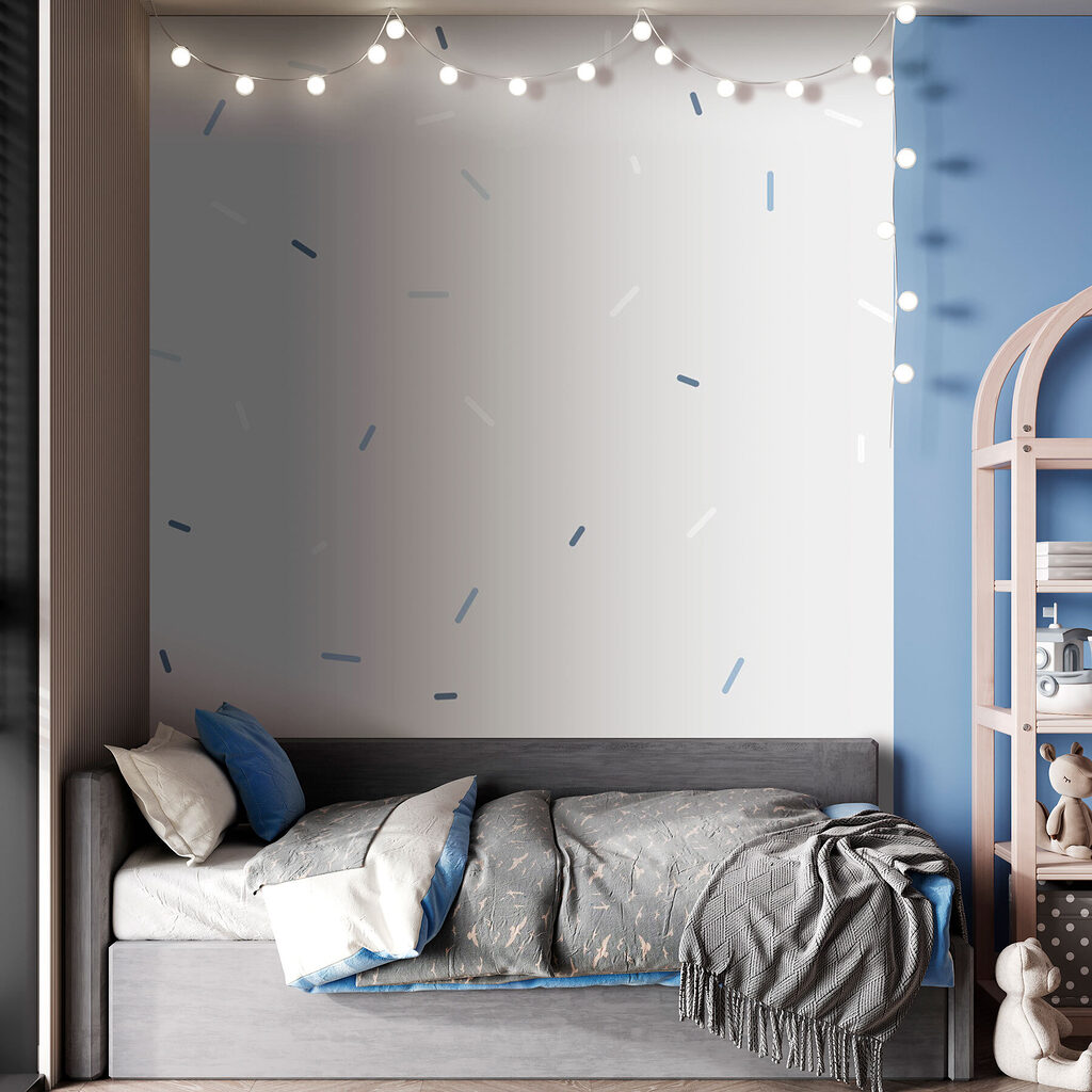 Small dashes drifting down — interior 1