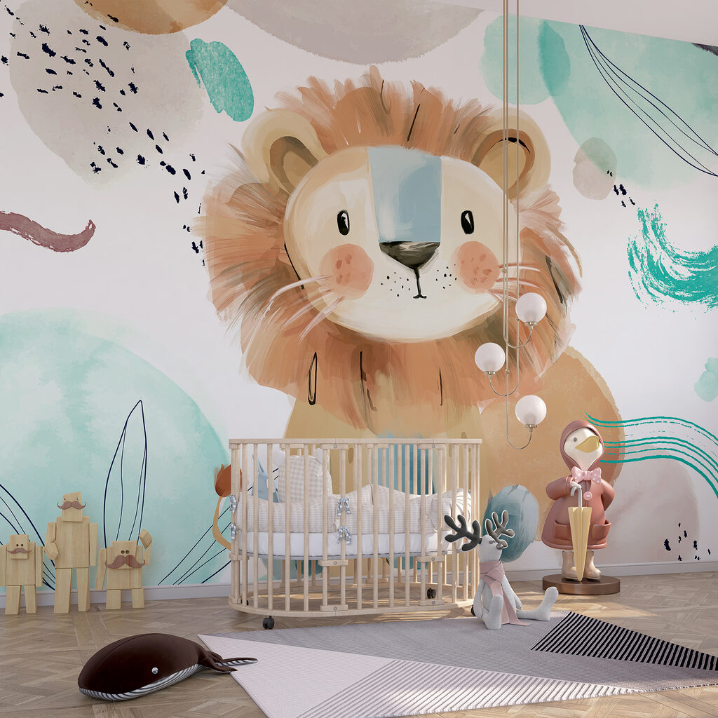 Lion cub among brushstrokes — interior 1