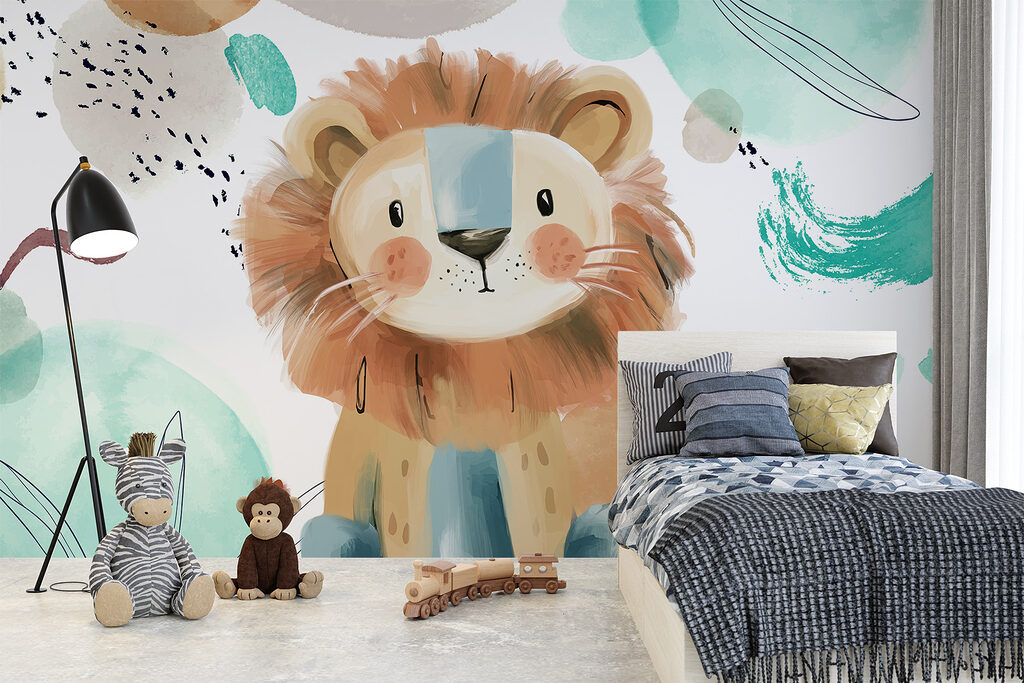 Lion cub among brushstrokes — interior 2
