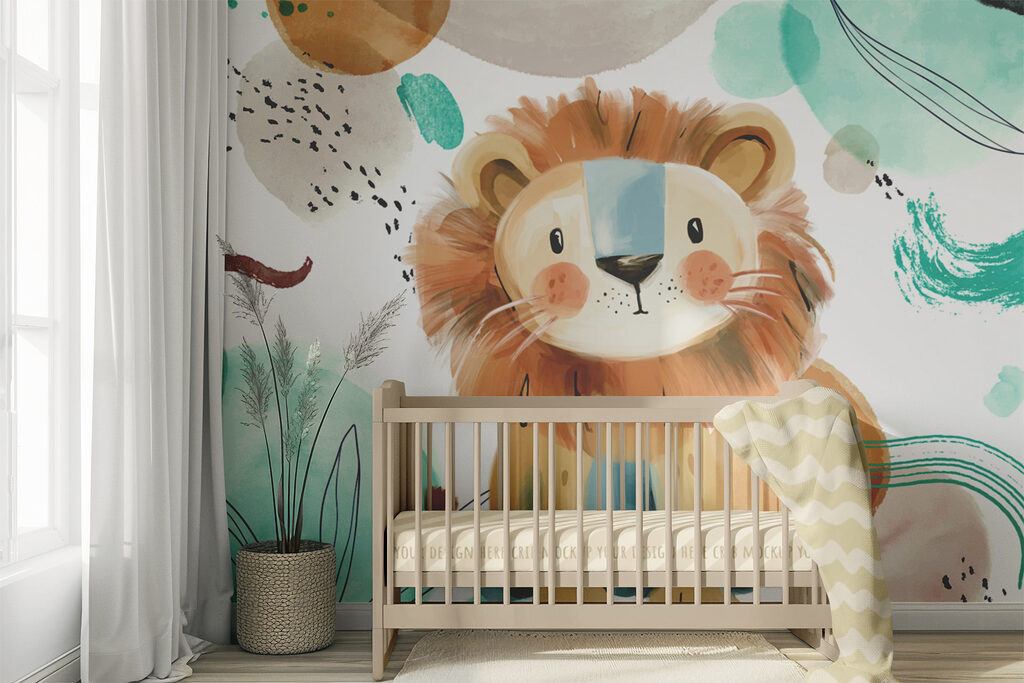 Lion cub among brushstrokes — interior 3