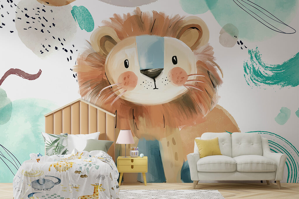 Lion cub among brushstrokes — interior 5