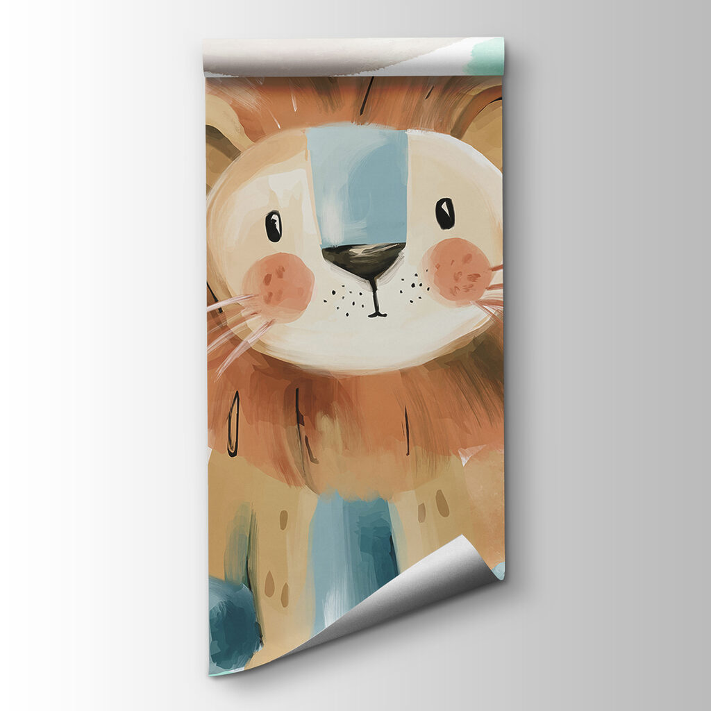 Lion cub among brushstrokes — product view