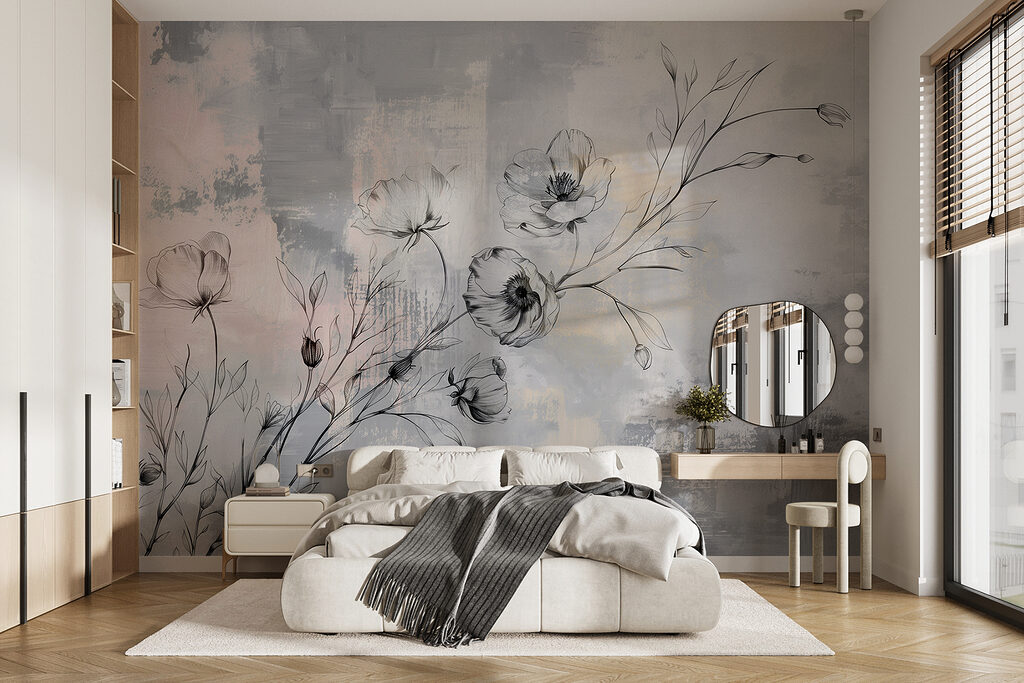 Flower twigs on grey — interior 1