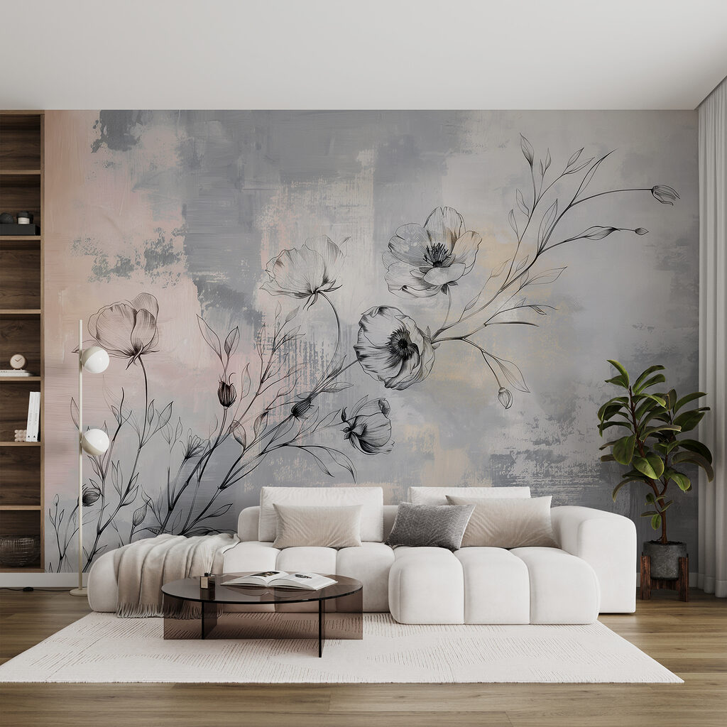 Flower twigs on grey — interior 2