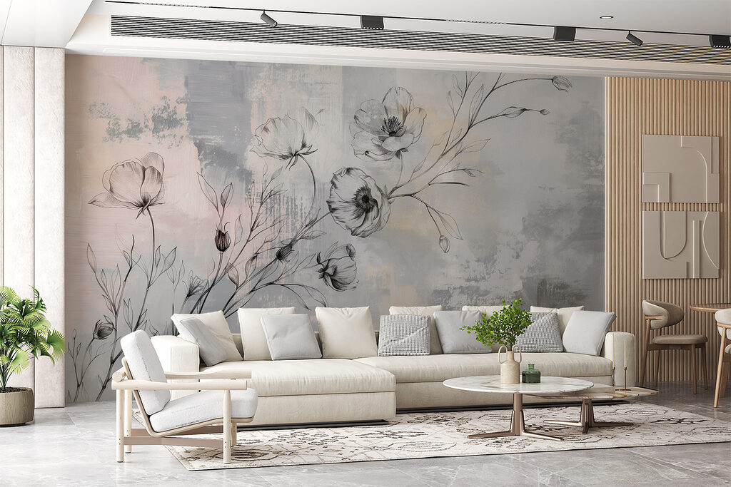 Flower twigs on grey — interior 3