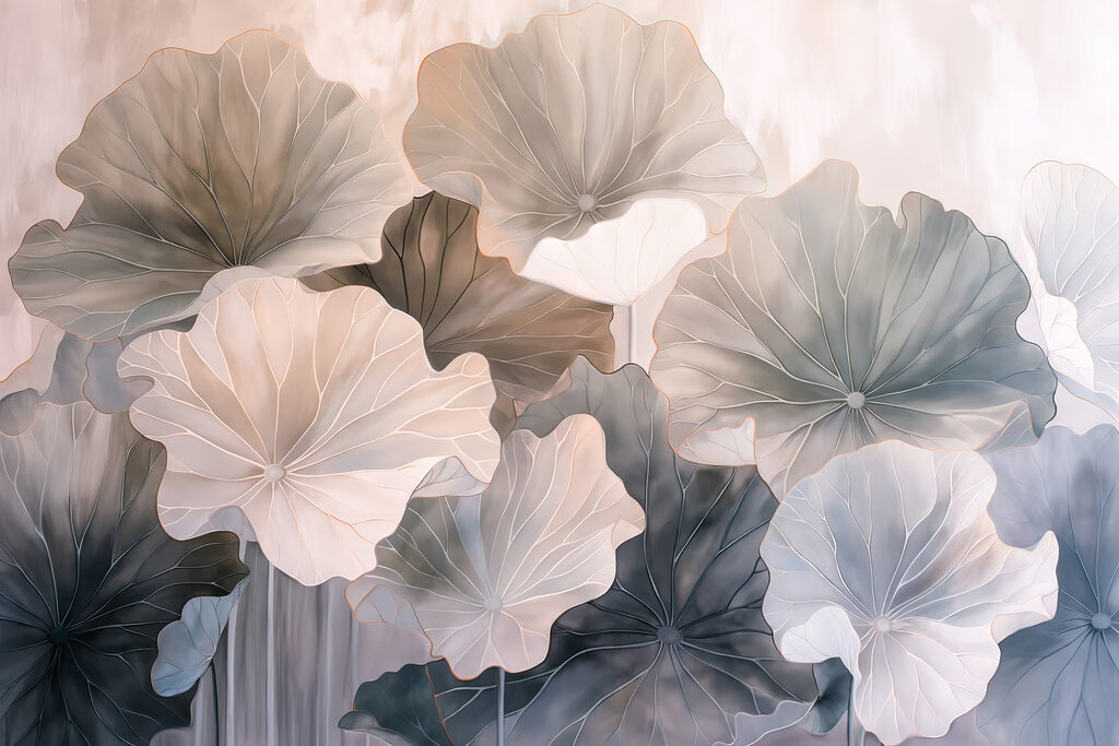 Round leaves, radiating veins — full design
