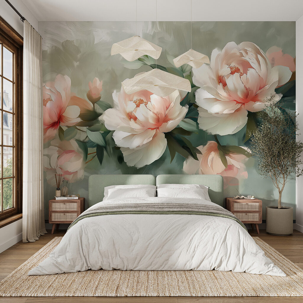Pink peonies on green — interior 2