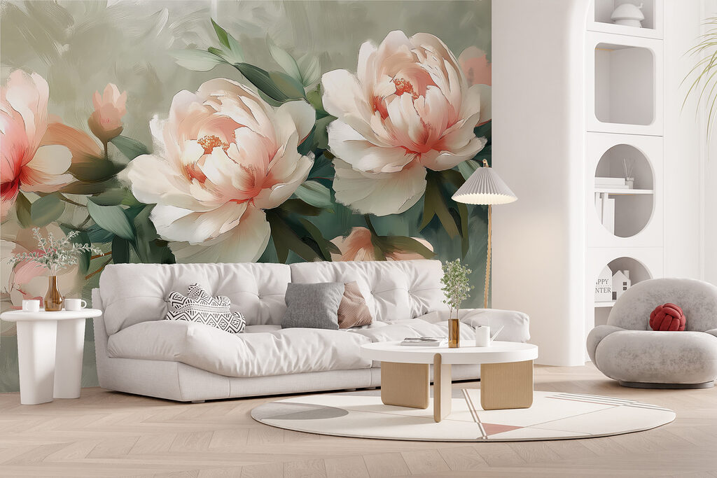 Pink peonies on green — interior 3