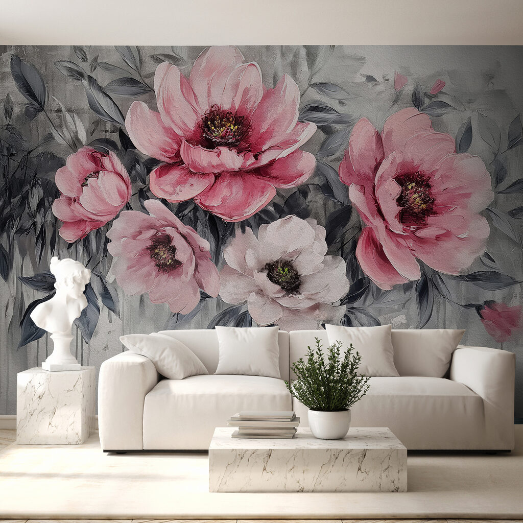 Flowers above paint drips — interior 2