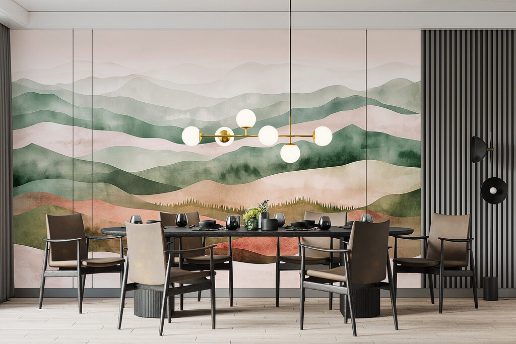 Watercolour Hill Bands in an interior