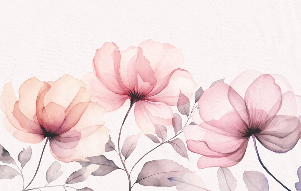 Open flowers on branches — full design
