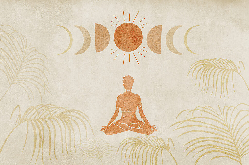 Meditation under moon phases — full design