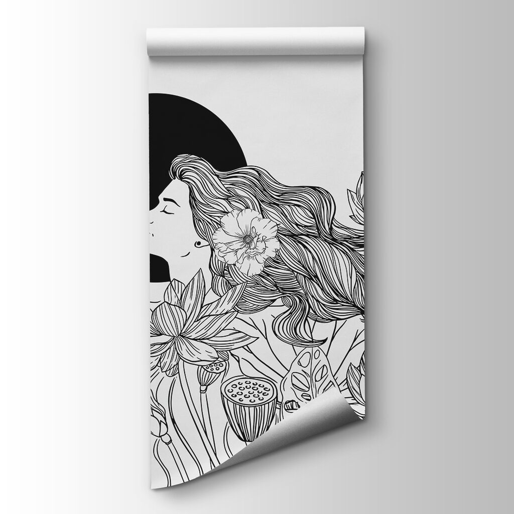 Woman among lotus flowers — product view