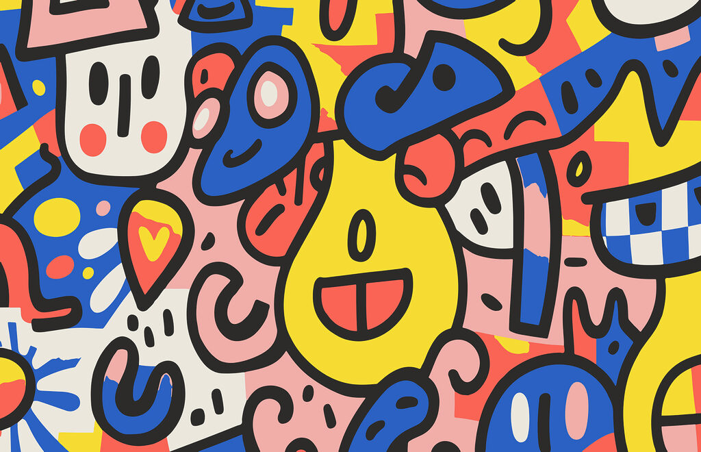 Cheerful faces — full design