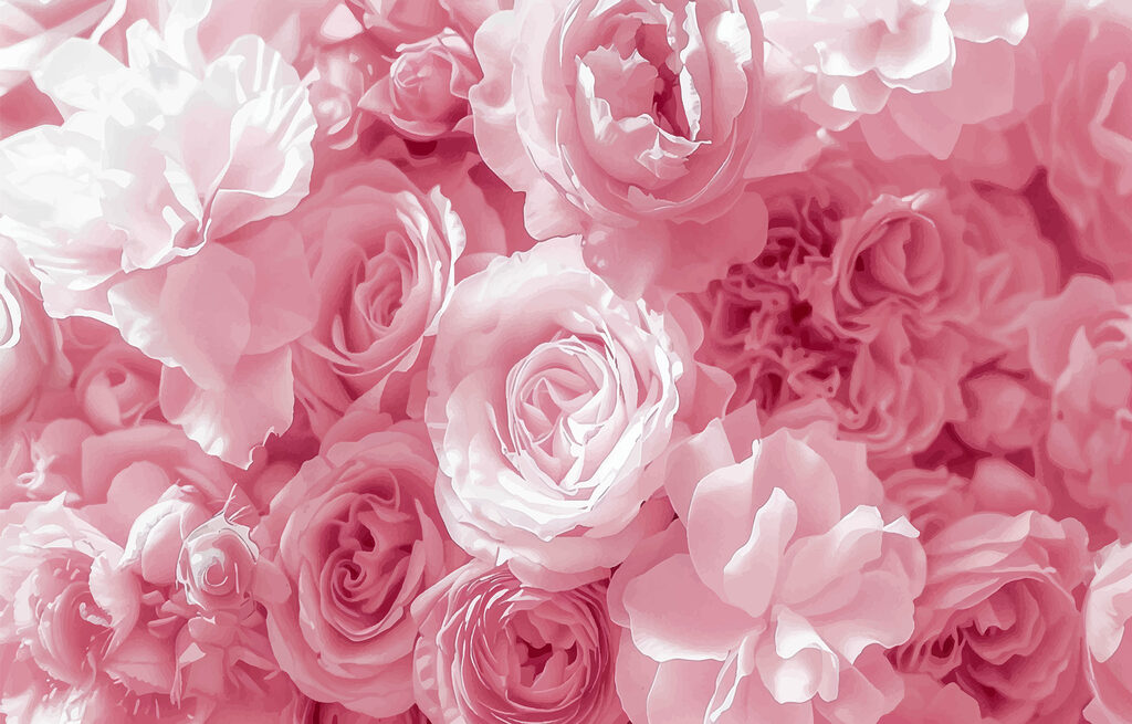 Pink roses close together — full design