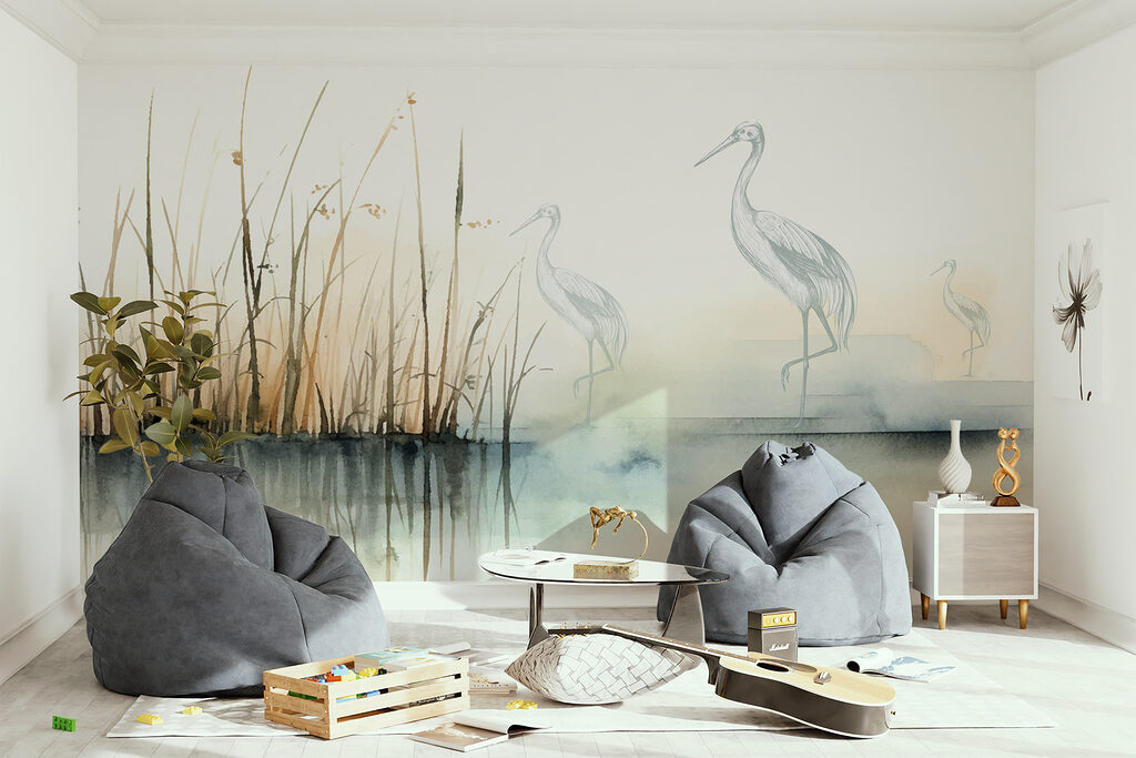 Herons beside the reeds — interior 1