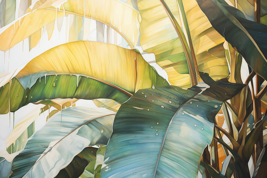 Green leaves in sunlight — full design