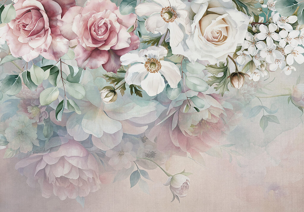 Flowers hanging in pastels — full design