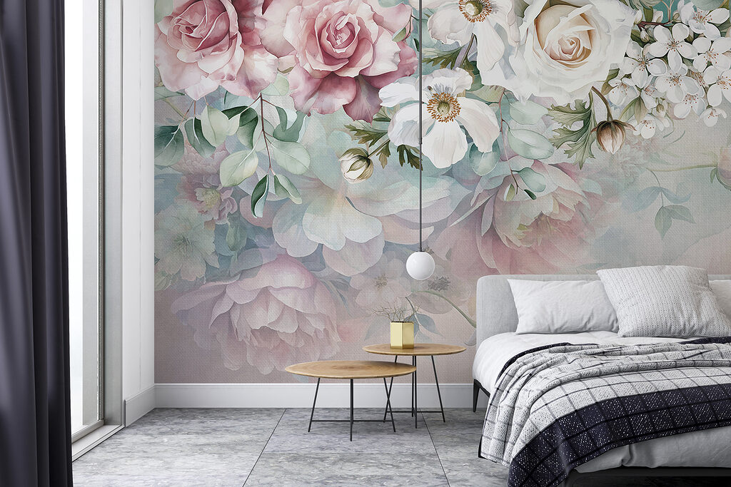 Flowers hanging in pastels — interior 1