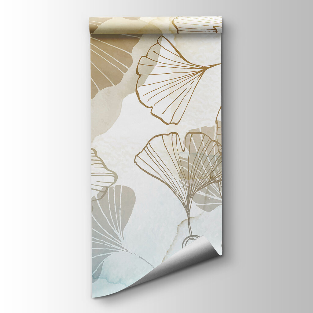 Golden ginkgo line art — product view