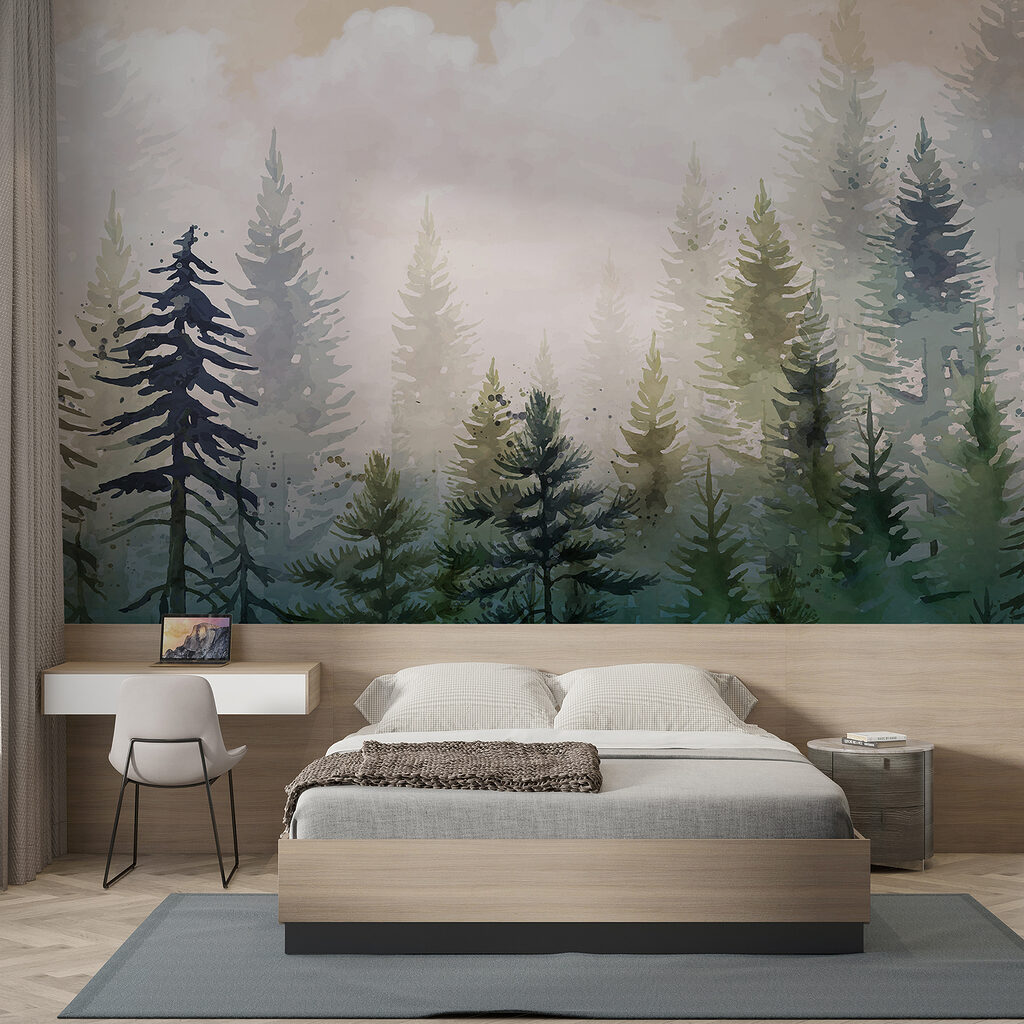 Pines under soft clouds — interior 1