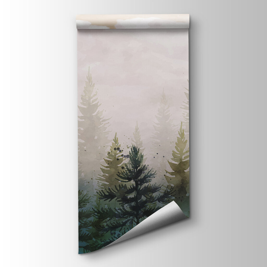 Pines under soft clouds — product view