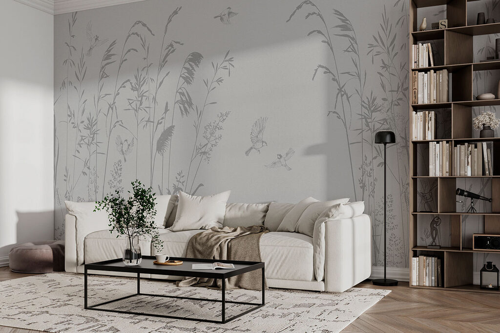 Birds Among Meadow Stems in an interior
