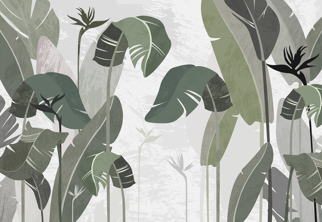 Tall tropical leaves — full design