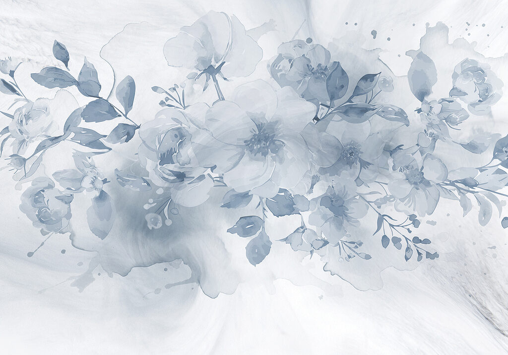 Blue bouquet in watercolour — full design