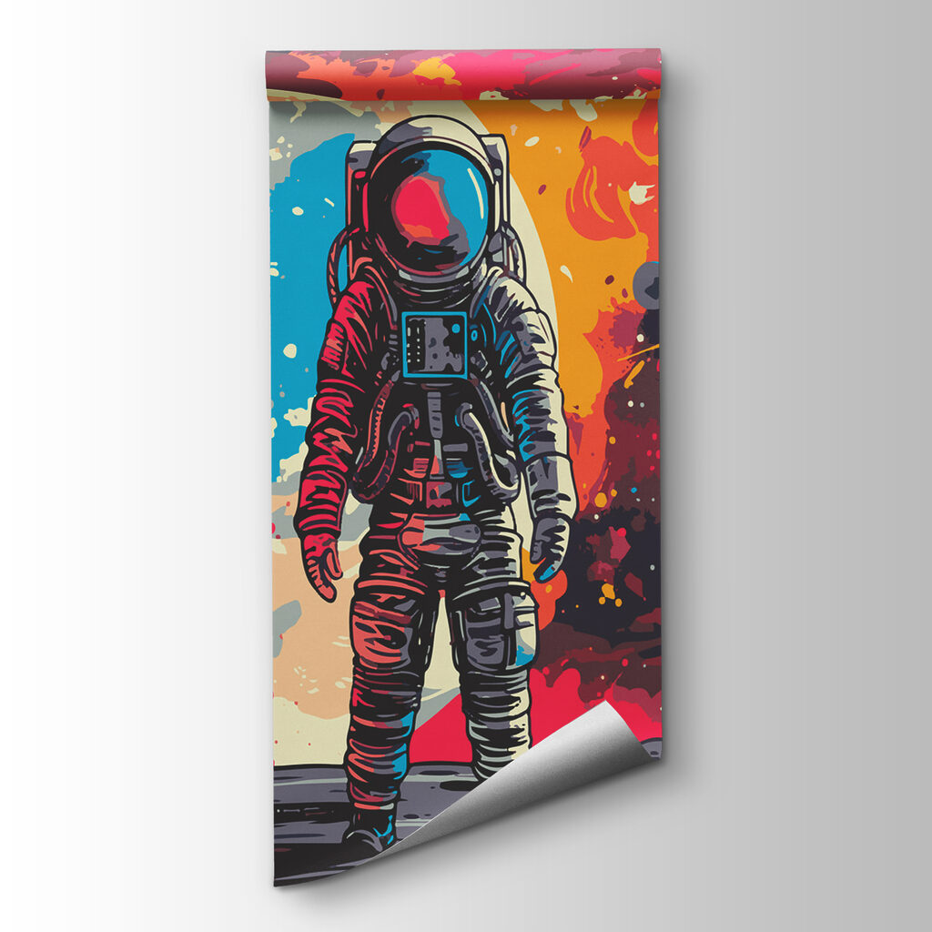 Astronaut among paint splashes — product view