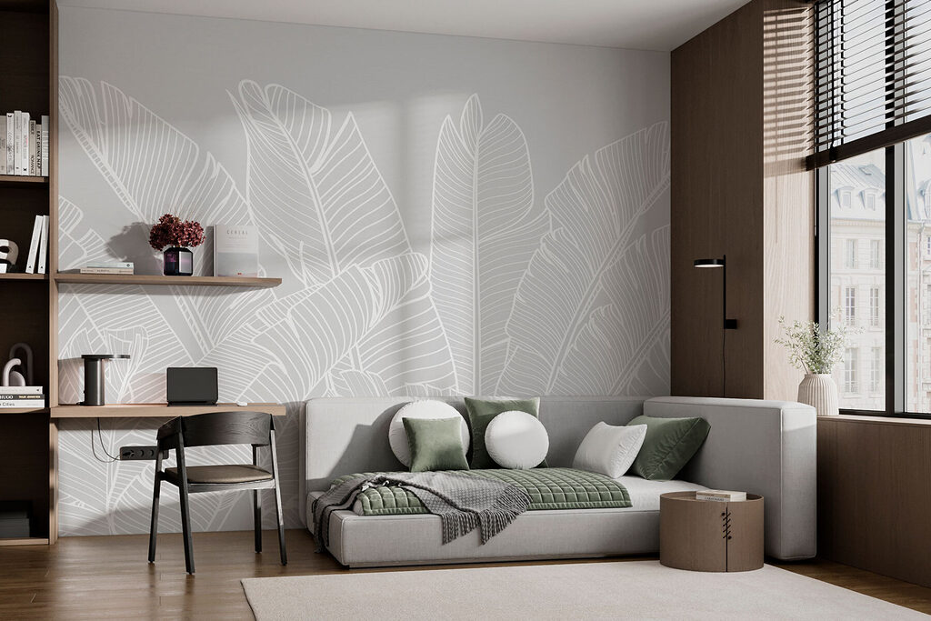 Tropical Leaves in Chalk in an interior