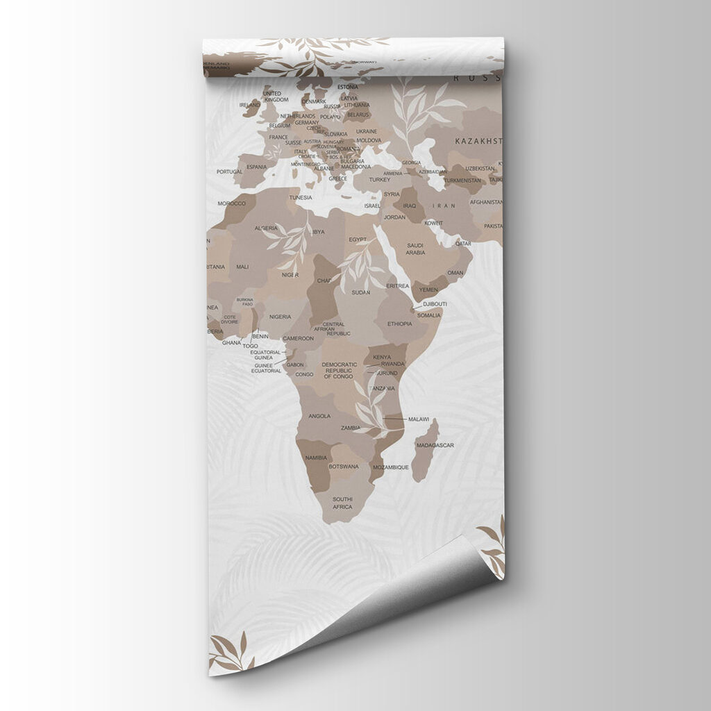 World map among sprigs — product view