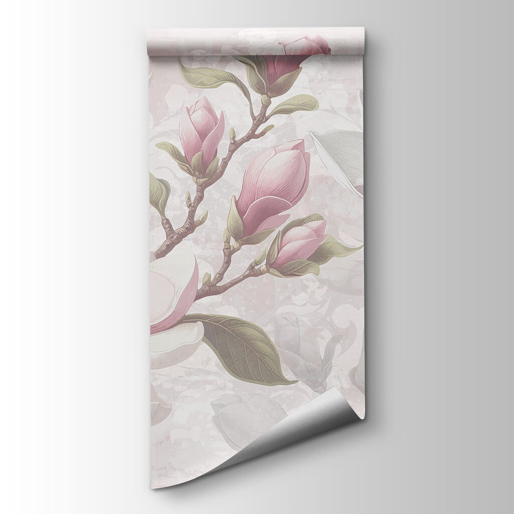 Pink magnolia on grey — product view