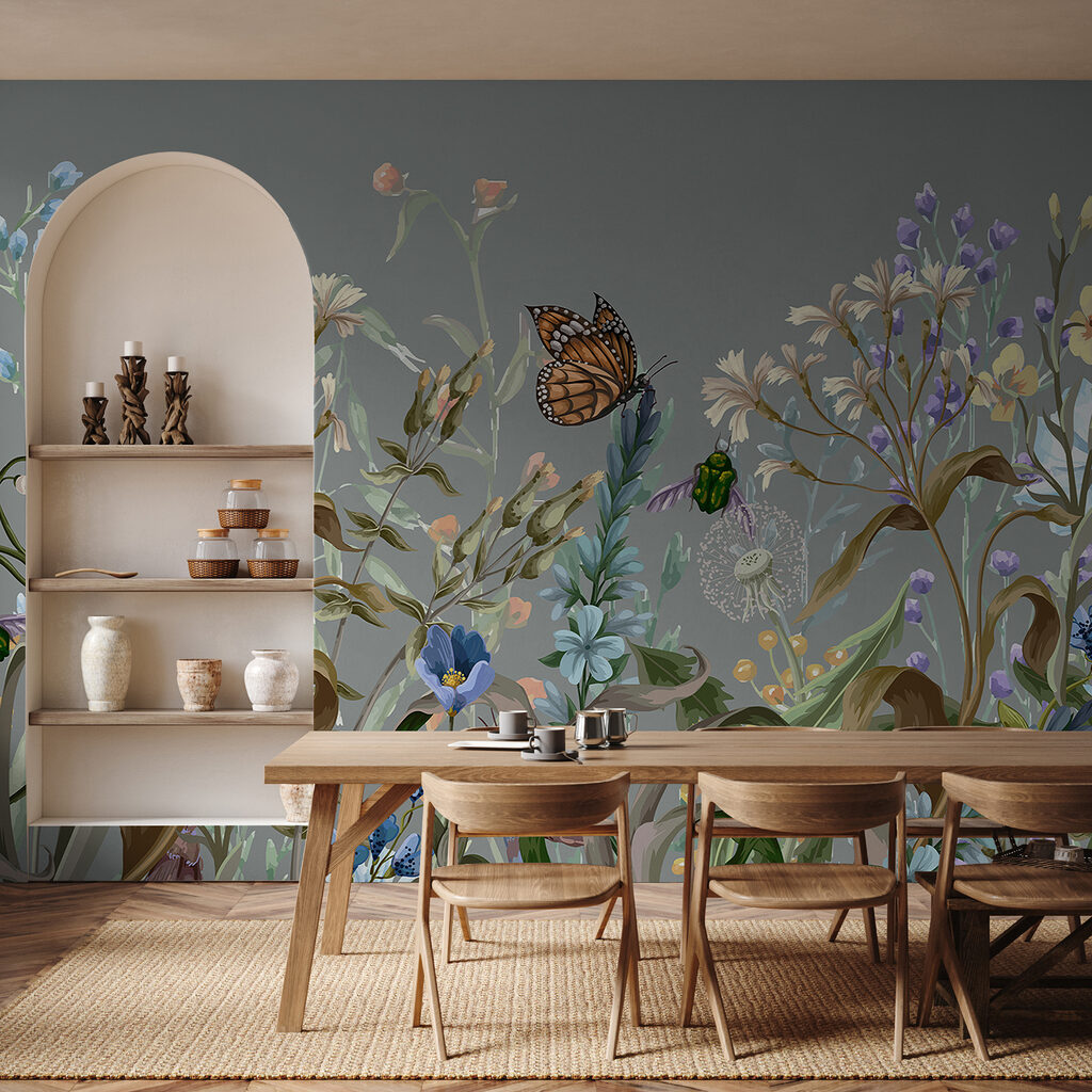 Butterflies among flower stems — interior 5