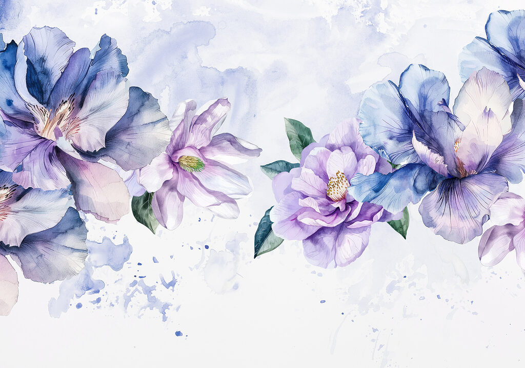 Watercolour Blossom Garland — full design